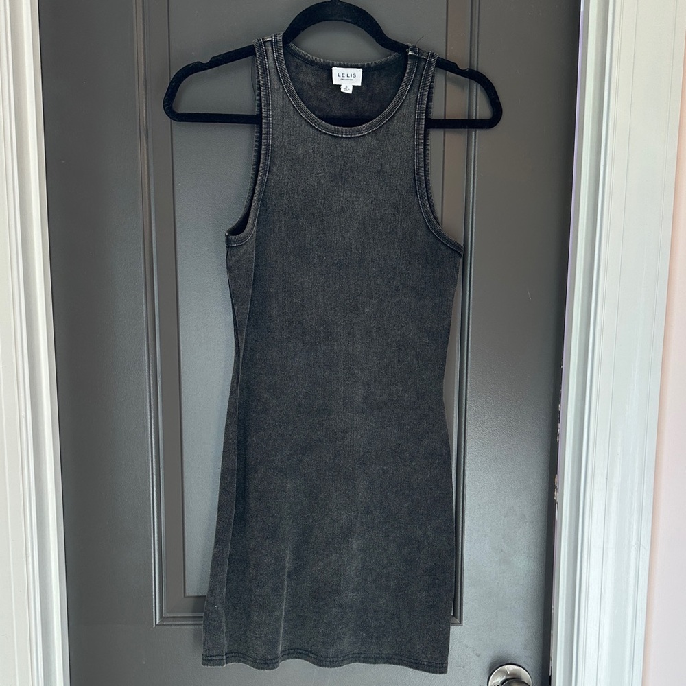 Le Lis burnout style charcoal grey ribbed Bodycon mini‎ dress size S